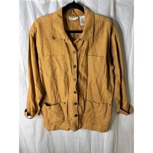 ERIKA COLLECTION Linen Cotton Blend Button Front Utility Jacket Women's Size L